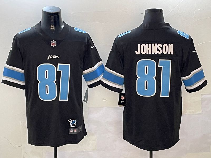 Men Detroit Lions #81 Johnson Black Second generation 2024 Nike Limited NFL Jersey style 2